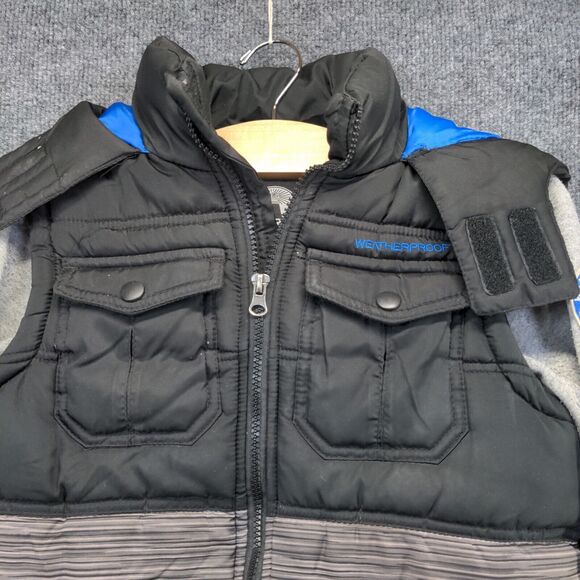 Weatherproof Boy's Puffer Jacket Blue 7 Zip Front Long Sleeve Hooded Zip Front - Picture 2 of 16